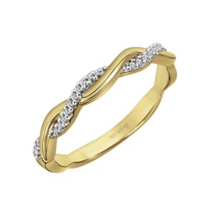 Twisted Vine Rope Diamond Accent Wedding Band or Anniversary Ring in 18k Yellow Gold Vermeil 0.07 Cttw (I-J Color, I3 Clarity), Size 8, by Brilliant Expressions