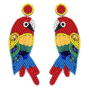 emulily beaded colorful parrot post earrings handmade parrot earrings