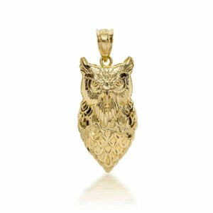 certified 14k yellow gold lovely night owl animal charm pendant