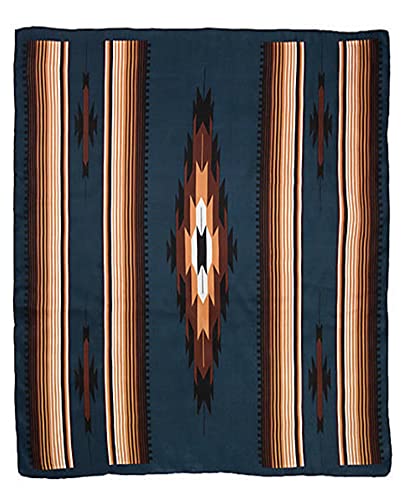 Wyoming Traders Aztec Cowboy Wild Rag 100% Silk Scarf Bandana Multiple Colors 34.5" (Teal/Tan)