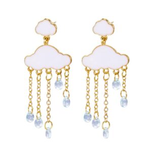 cute cloud earrings dangle for women crystal zirconia raindrop teardrop tassel earrings drop silver gold prom earrings jewelry gift