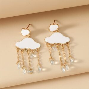 Cute Cloud Earrings Dangle for Women Crystal Zirconia Raindrop Teardrop Tassel Earrings Drop Silver Gold Prom Earrings Jewelry Gift