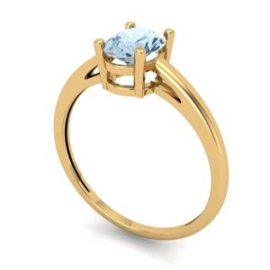 Clara Pucci 1.0 ct Oval Cut Solitaire Natural Swiss Blue Topaz VVS1 Engagement Bridal Promise Anniversary Ring 18k Yellow Gold Size 9.5