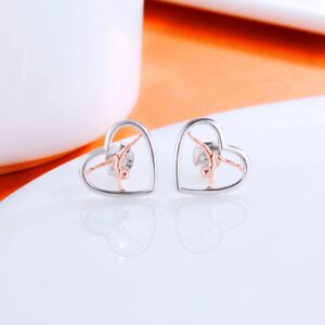 Gymnastics Sport Earrings Stud Sterling Silver Gymnast Team Ballerina Jewelry Gift for Women Birthday Christmas (rose-gold)