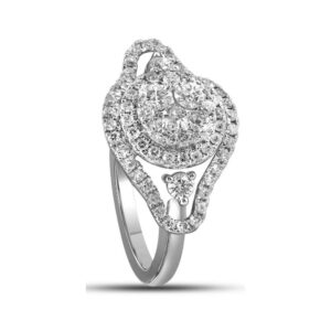 Dazzlingrock Collection 10kt White Gold Womens Round Diamond Cluster Halo Bridal Wedding Engagement Ring 1-1/5 ctw