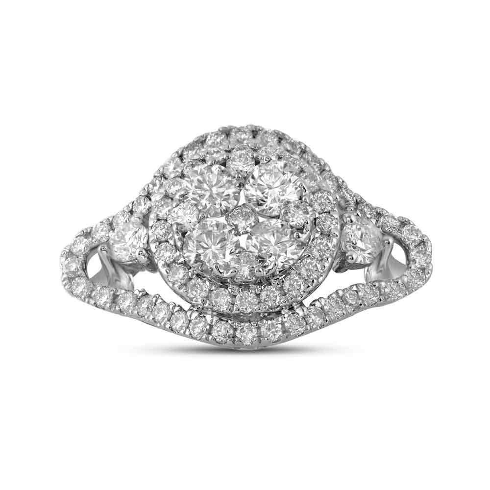 Dazzlingrock Collection 10kt White Gold Womens Round Diamond Cluster Halo Bridal Wedding Engagement Ring 1-1/5 ctw