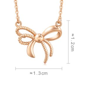 CHOW SANG SANG Delicate Gold 18K Rose Gold Ribbon Bowtie Necklace for Women 92803N | 18.5 Inches, (47 CM)