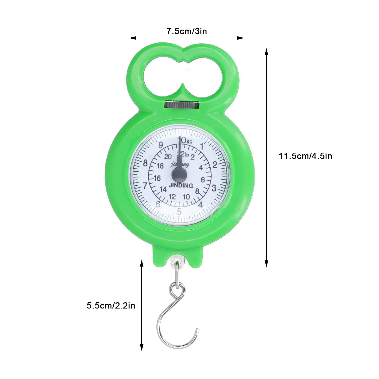 Fishing Scale, Hanging Hook Scales, 10kg Portable Practical Mini Fishing for Measuring Shopping Weight(Green)