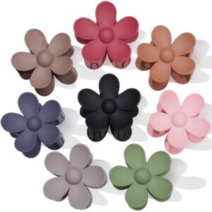 Flower Hair Clips 8PCS Hair Claw Clips Nonslip Large Claw Clips Strong Hold Durable for Women Thick Hair, Big Hair Clips for Women Thin Hair 8 Colors