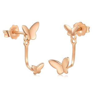 chow sang sang delicate gold 18k rose gold butterfly front back earrings for women 92824e