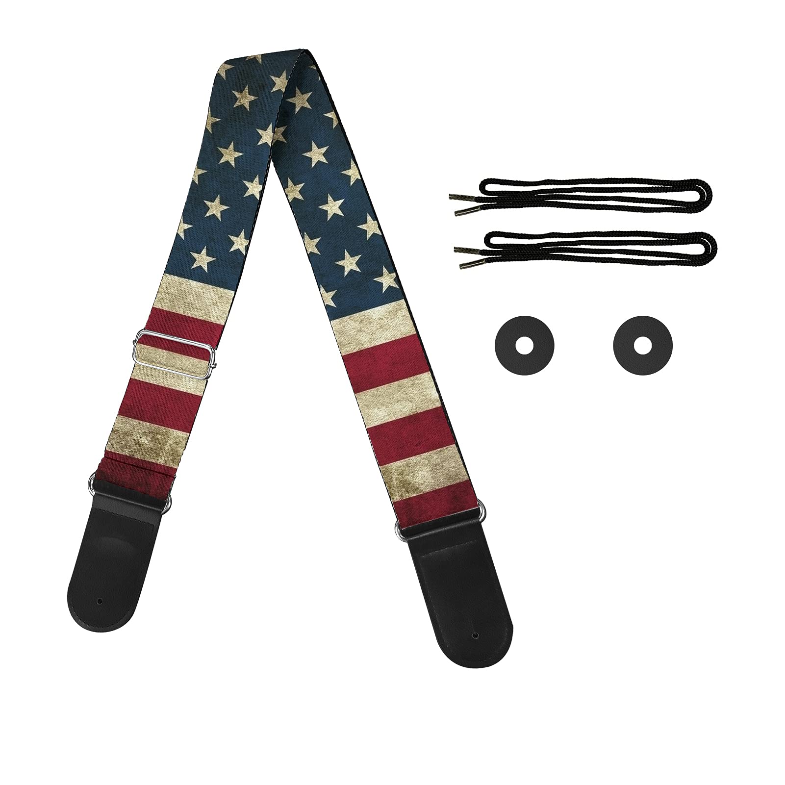 GLENLCWE Vintage American Flag Print Guitar Strap for Acoustic Guitar Electric Bass Guitars Adjustable