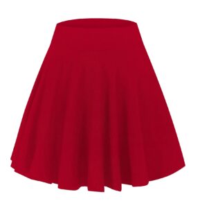 urban coco women's mini skater flared skirt printed and solid tennis skirt (l, red)