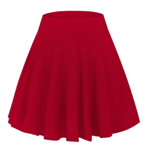 Urban CoCo Women's Mini Skater Flared Skirt Printed and Solid Tennis Skirt (L, Red)