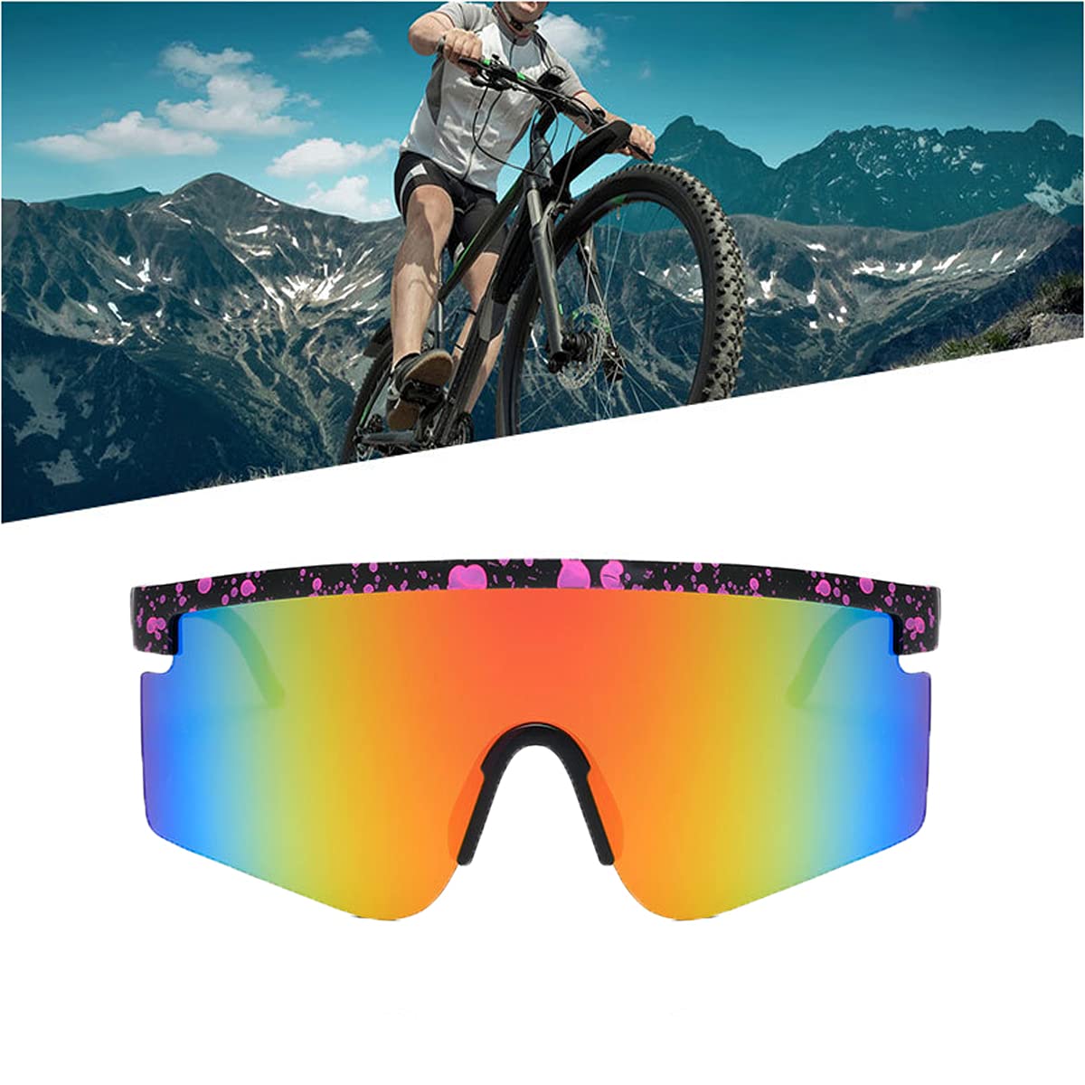 JIEOU Polarized Cycling Glasses for Men Women, UV Protection Baseball Sunglasses, Bike Cycling Glasses，Sports Sunglasses for Baseball, Fishing, Ski Running, Golf