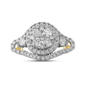 Dazzlingrock Collection 10kt Yellow Gold Womens Round Diamond Cluster Halo Bridal Wedding Engagement Ring 1-1/5 ctw