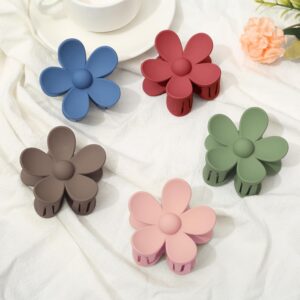 Flower Hair Clips 8PCS Hair Claw Clips Nonslip Large Claw Clips Strong Hold Durable for Women Thick Hair, Big Hair Clips for Women Thin Hair 8 Colors