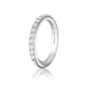 Ladylike Moissanite Wedding Band 18K White Gold Plated 925 Sterling Silver Wedding Rings 0.42ct D Color VVS1 Lab Created Diamond Half Eternity Wedding Band Stackable Ring for Women (8)