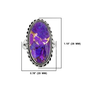 YoTreasure Purple Copper Turquoise Solid 925 Sterling Silver Ring