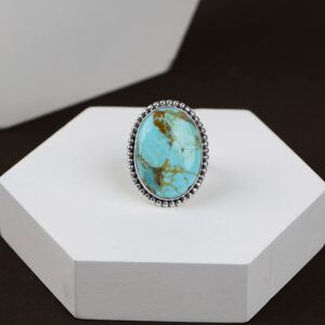 YoTreasure 18x25 MM Blue Mohave Turquoise Chunky Ring .925 Sterling Silver