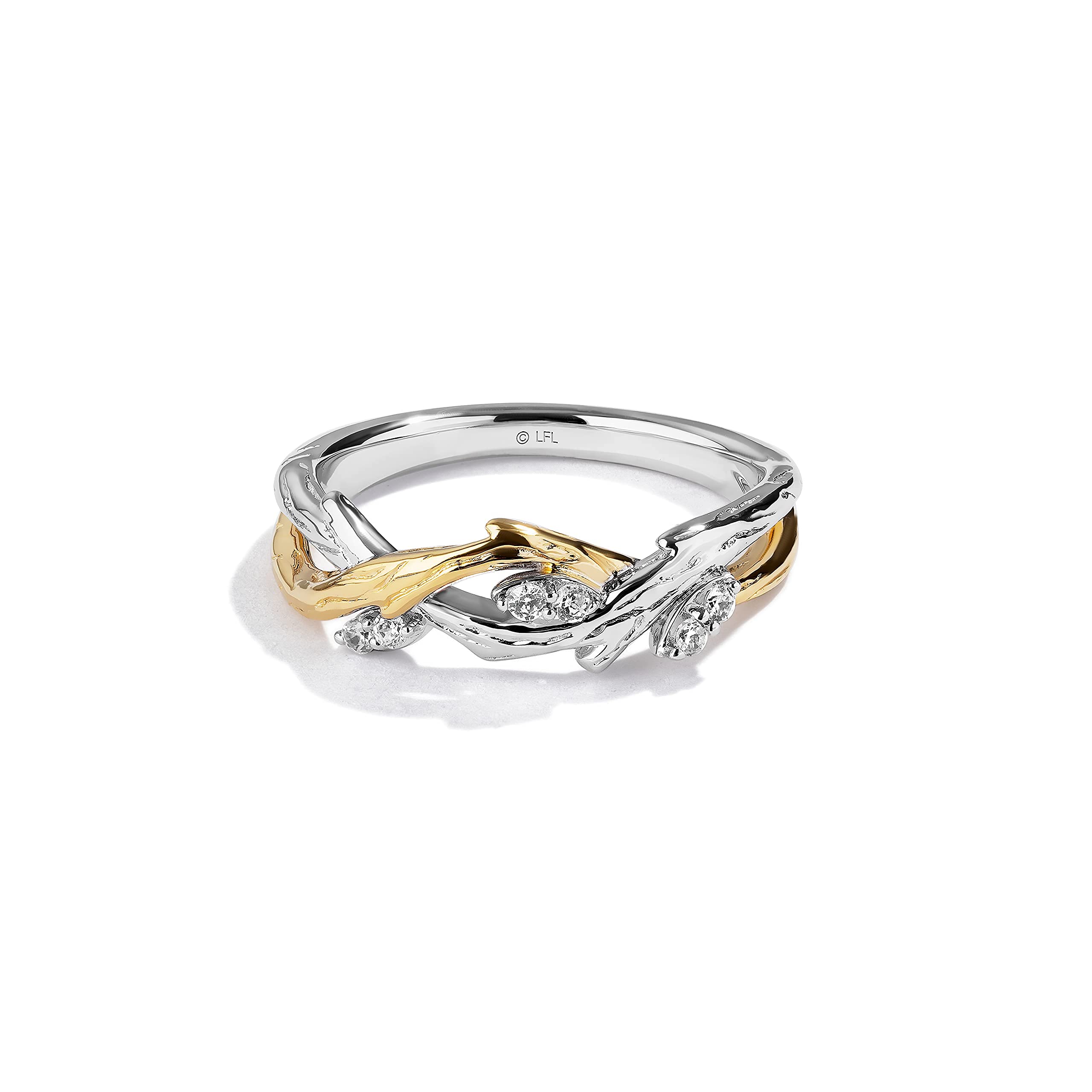 Jewelili Star Wars™ Fine Jewelry The Dagobah Women's Ring 1/10 Ct.Tw. White Diamonds True Two Tone Silver and 10K Yellow Gold