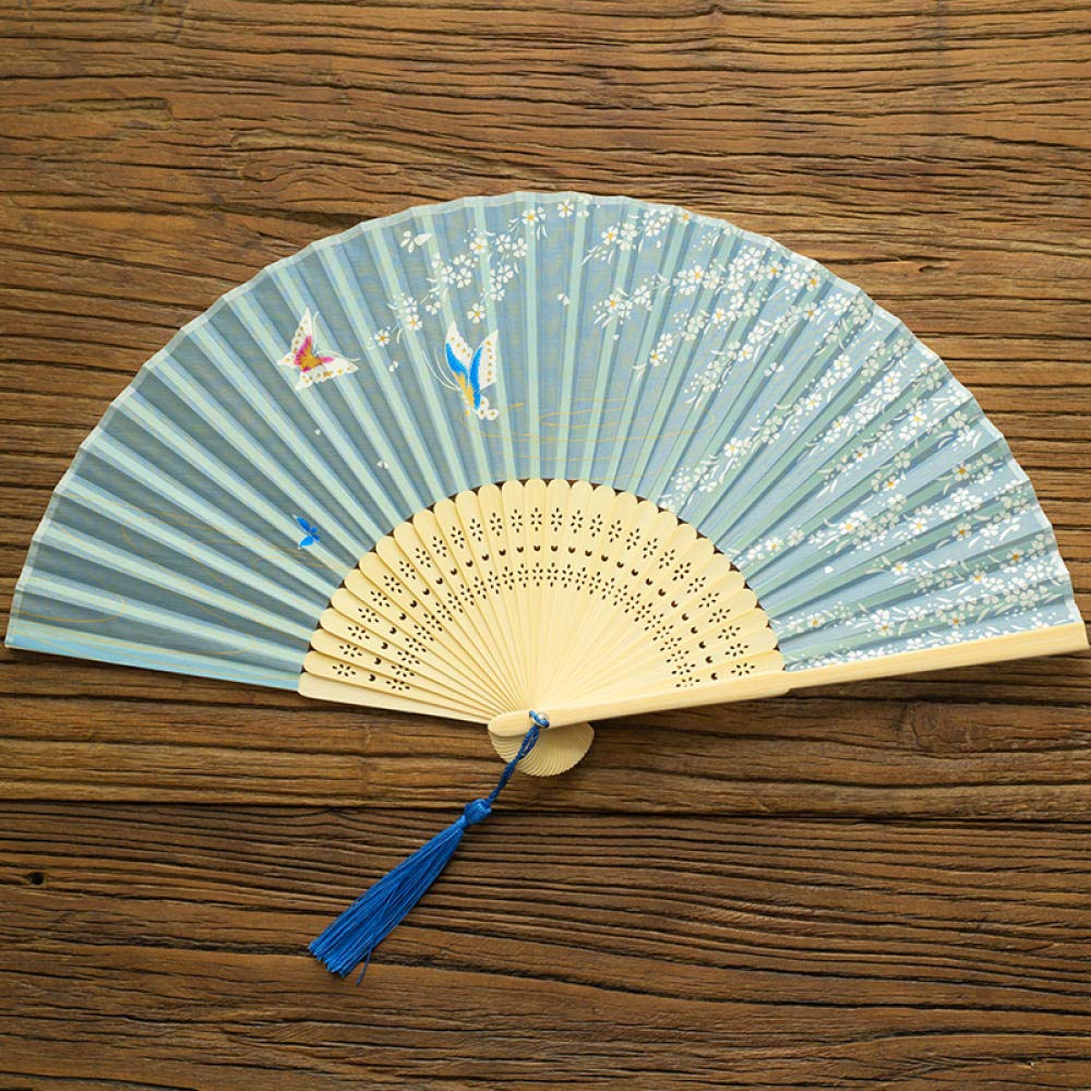 BBWL Hand Held Fans Folding Fan Women's Silk Folding Fan Summer Classical Small Folding Fan Gift Dance Show Fan @D