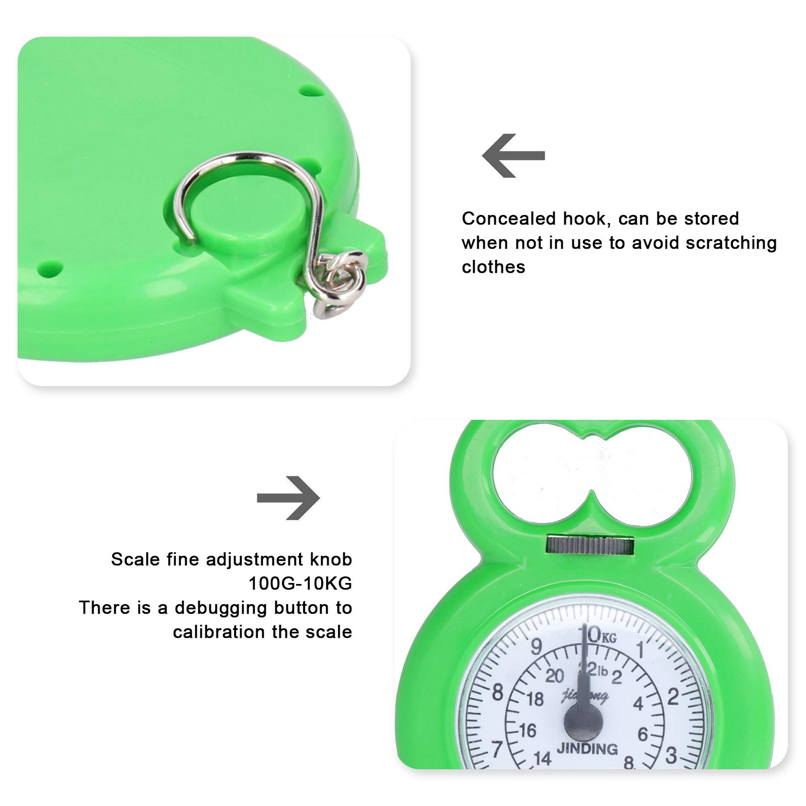 Fishing Scale, Hanging Hook Scales, 10kg Portable Practical Mini Fishing for Measuring Shopping Weight(Green)