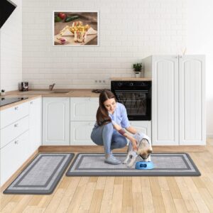 Mattitude Kitchen Mat [2 PCS] Cushioned Anti-Fatigue Kitchen Rugs Non-Skid Waterproof Kitchen Mats and Rugs Ergonomic Comfort Standing Mat for Kitchen, Floor, Office, Sink, Laundry, Gray and Gray