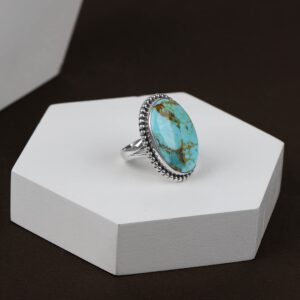 YoTreasure 18x25 MM Blue Mohave Turquoise Chunky Ring .925 Sterling Silver