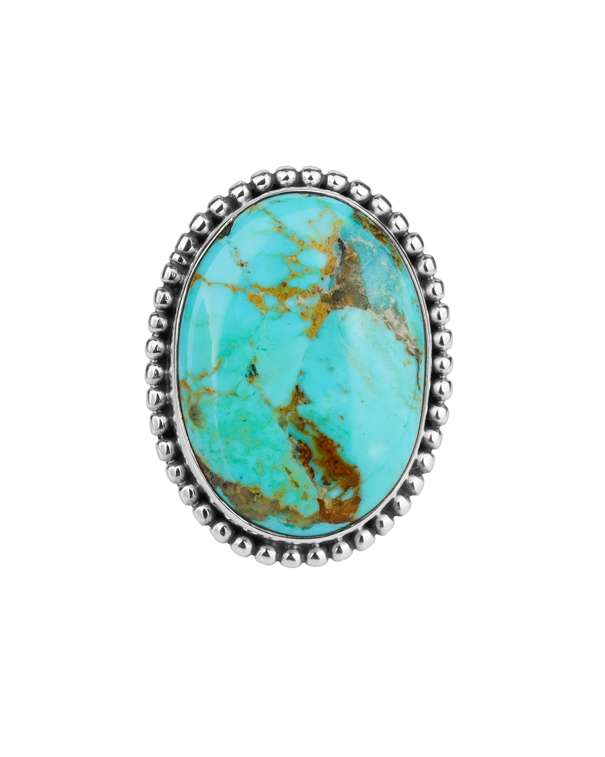 YoTreasure 18x25 MM Blue Mohave Turquoise Chunky Ring .925 Sterling Silver