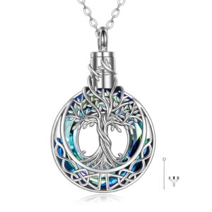 ONEFINITY Tree of Life Urn Necklaces for Ashes Sterling Silver Tree of Life Crystal Cremation Jewelry for Ashes Memory Jewelry for Women Men