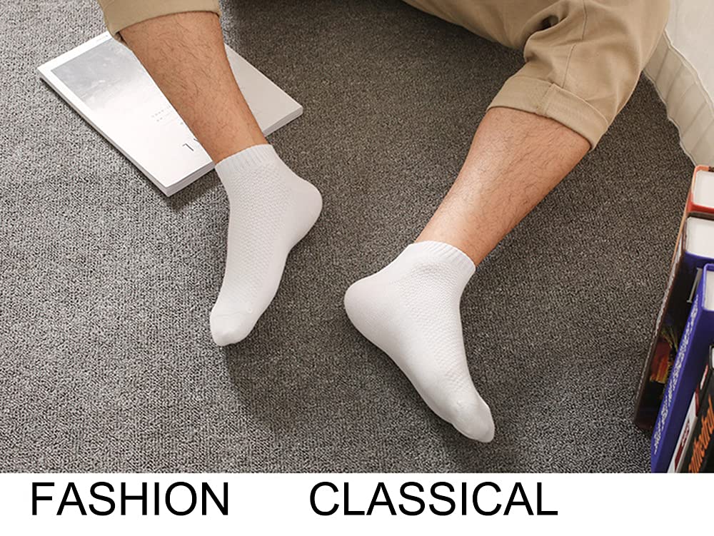 Ait fish 100% Cotton Socks for Men and Women - Thin Low Cut Ankle Socks (White)