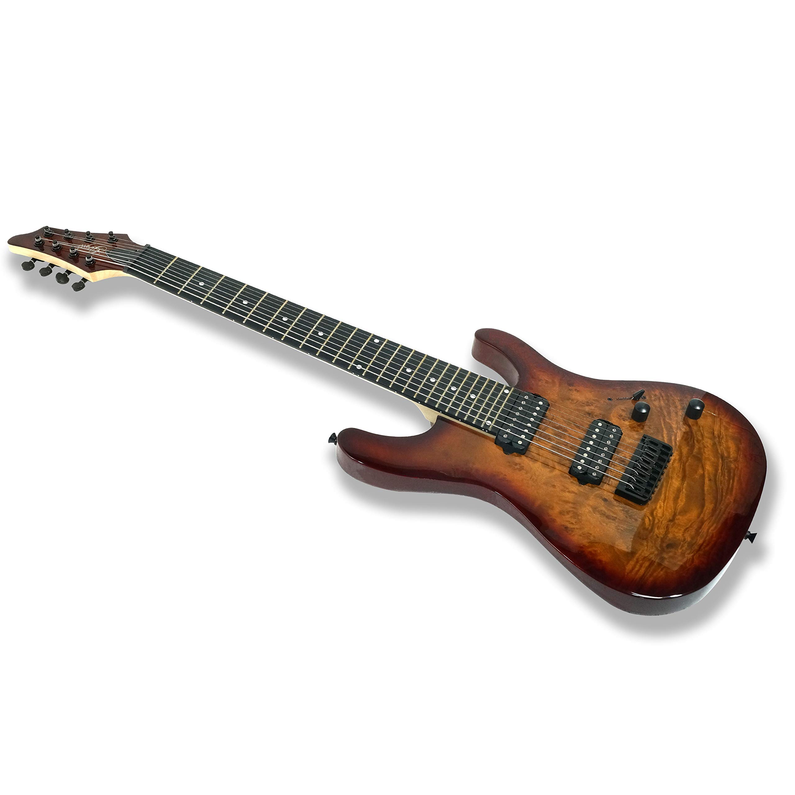 Gstyle 8 String Electric Guitar Burl poplar veener top okoume Wood Body Bolt On Maple Neck Poplar Wood Body (Right-handed) (ES-800)