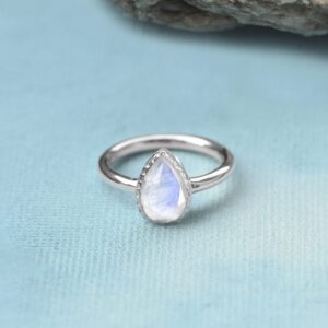 YoTreasure Moonstone Ring Solid 925 Sterling Silver Gemstone Jewelry