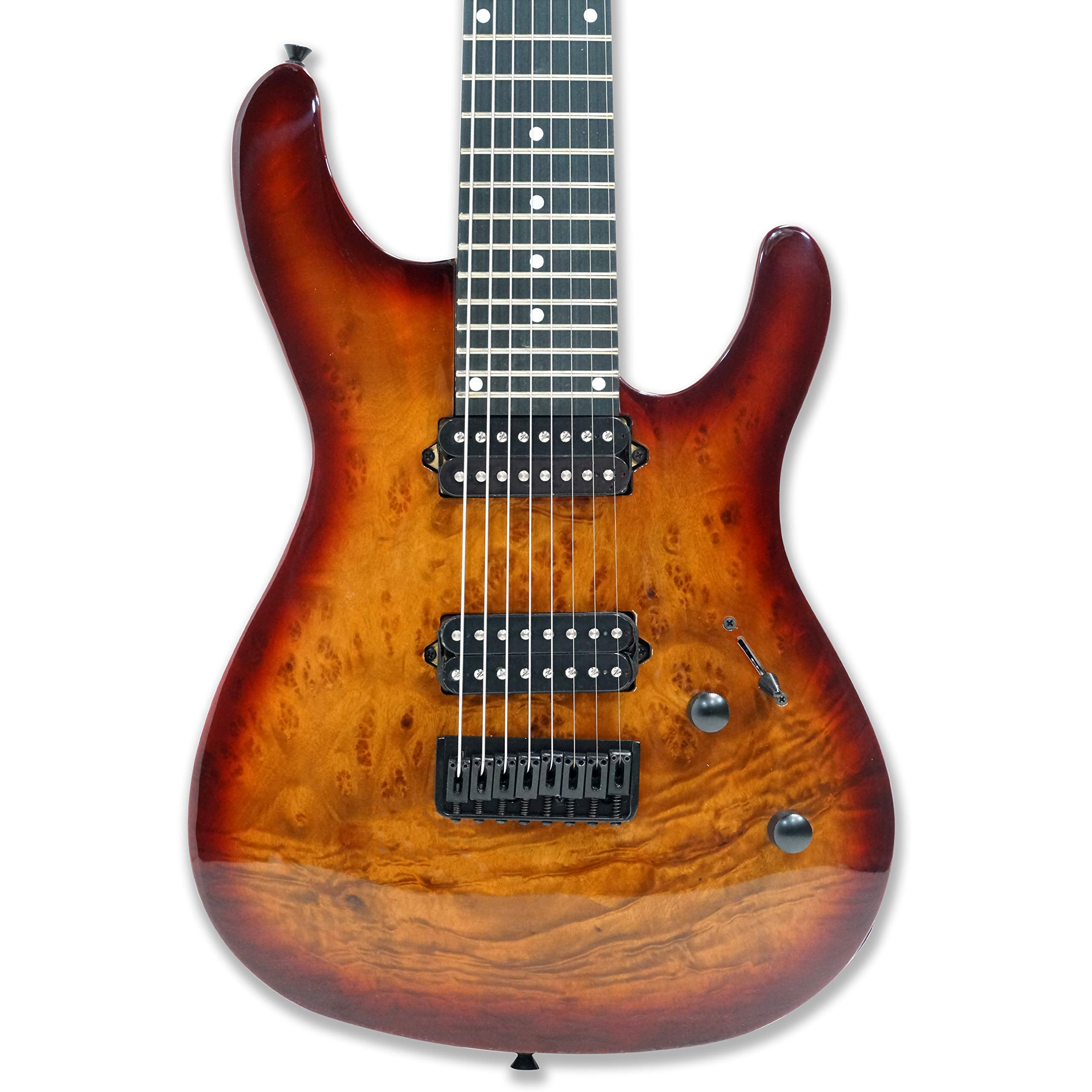 Gstyle 8 String Electric Guitar Burl poplar veener top okoume Wood Body Bolt On Maple Neck Poplar Wood Body (Right-handed) (ES-800)