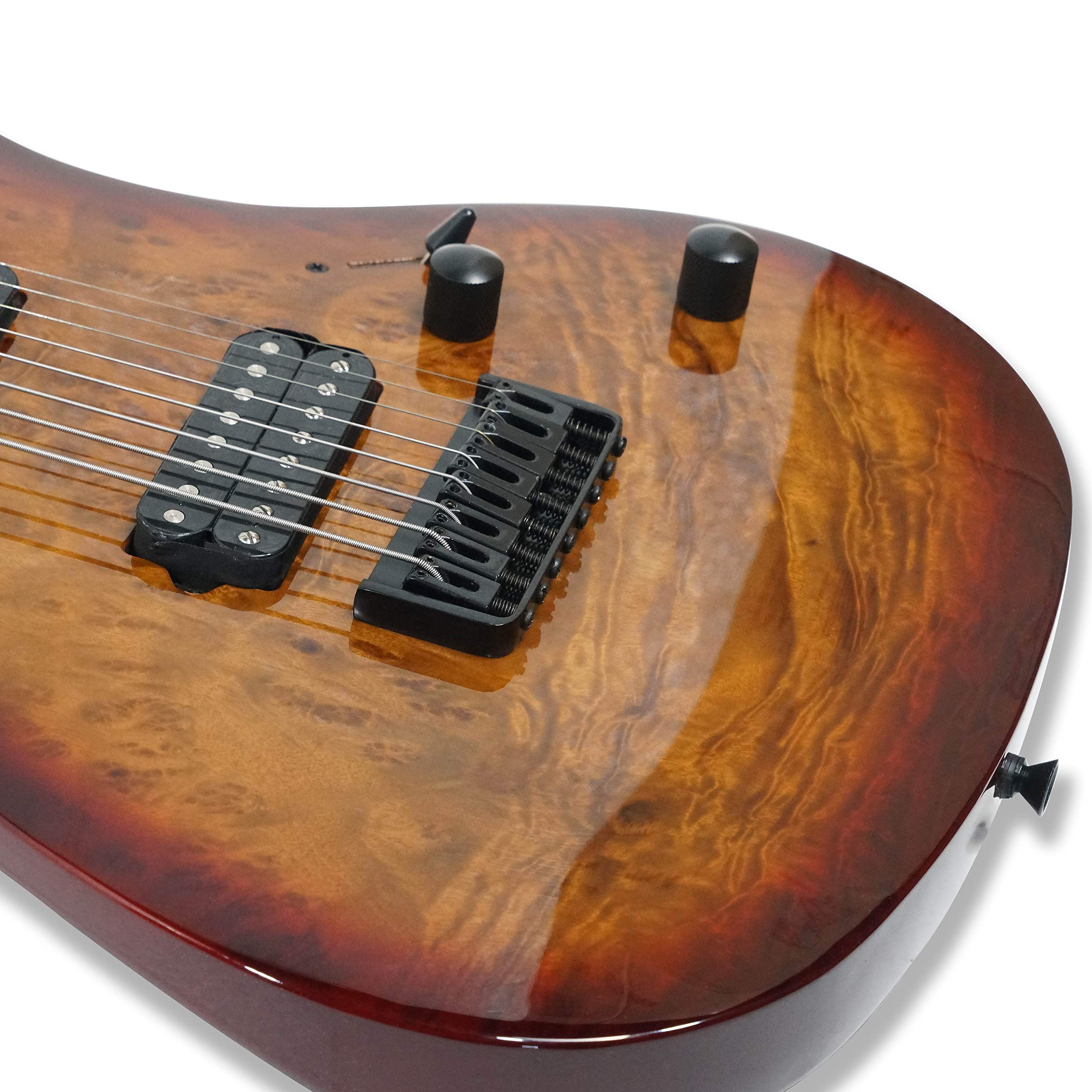 Gstyle 8 String Electric Guitar Burl poplar veener top okoume Wood Body Bolt On Maple Neck Poplar Wood Body (Right-handed) (ES-800)