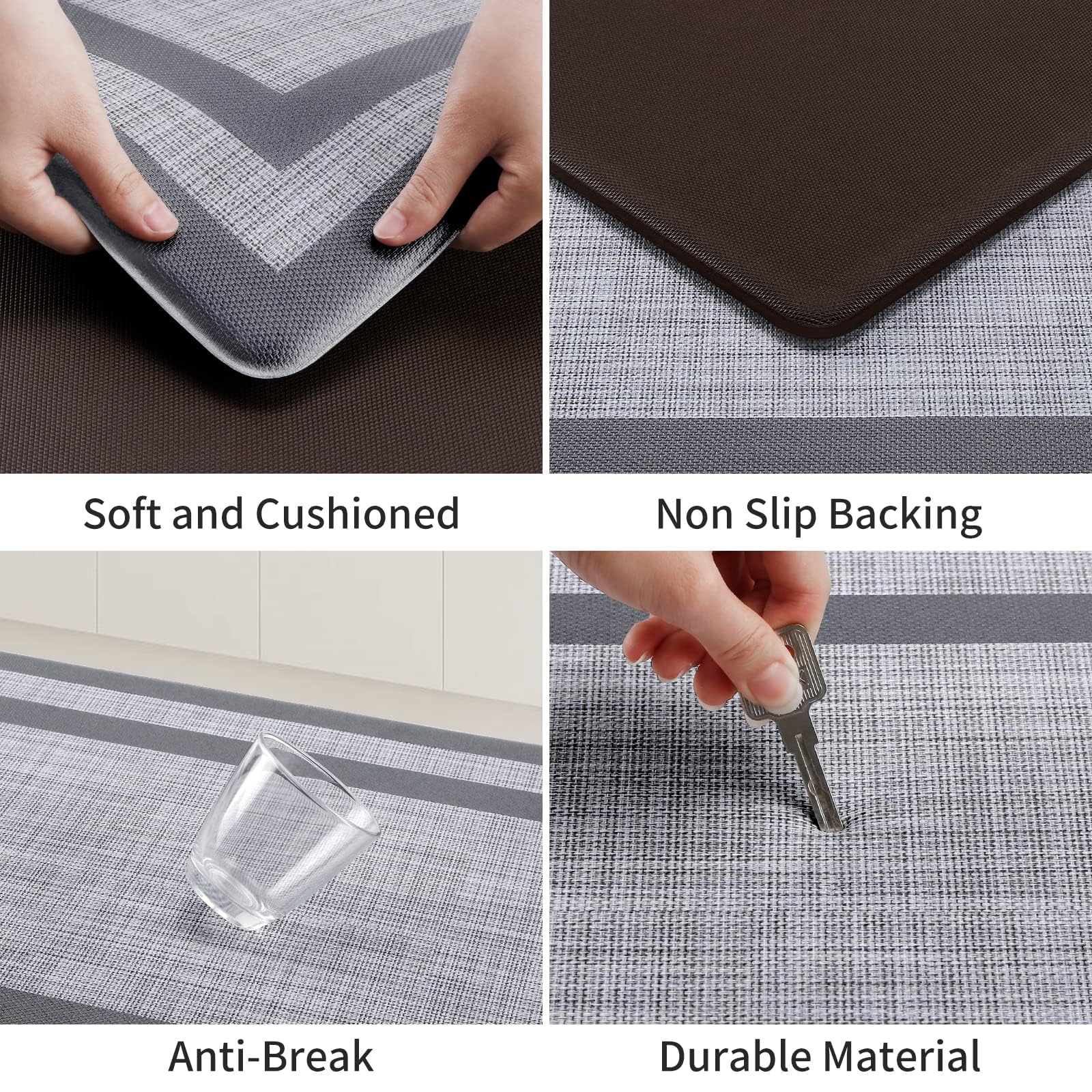 Mattitude Kitchen Mat [2 PCS] Cushioned Anti-Fatigue Kitchen Rugs Non-Skid Waterproof Kitchen Mats and Rugs Ergonomic Comfort Standing Mat for Kitchen, Floor, Office, Sink, Laundry, Gray and Gray