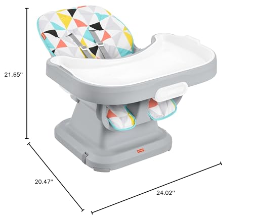 Fisher-Price SpaceSaver Simple Clean High Chair Baby to Toddler Portable Dining Seat with Removable Tray Liner, Windmill