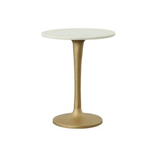 Carolina Chair & Table AMT1924-AGWHT Ilia Marble Top Accent Table, White/Antique Gold