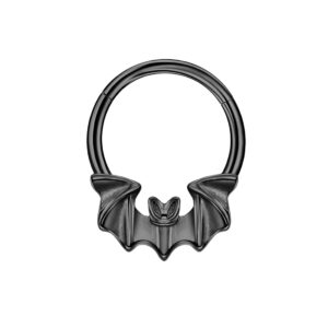 fansing halloween septum rings for women 16g septum jewelry black bat septum ring 10mm surgical steel daith piercing body jewelry 16 gauge