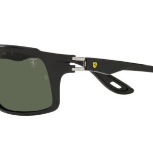 Ray-Ban RB4364M Scuderia Ferrari Collection Aviator Sunglasses, Black/Dark Green, 61 mm