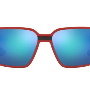 Ray-Ban RB8360M Scuderia Ferrari Collection Square Sunglasses, Matte Red/Light Green Mirrored Blue, 62 mm