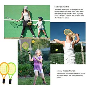 AIDIER Tennis Racket Set for Children,1Pair Plastic Racquet with Bag and 2 Tennis Ball for Children Tennis Racquets Gift Set Outdoor Indoor Sports Tennis Game for Toddler Children Over 2 Year