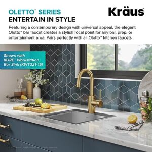 KRAUS Oletto Single Handle Kitchen Bar Faucet with QuickDock Top Mount Assembly in Brushed Brass, KPF-2600BB, 12 1/2 Inch