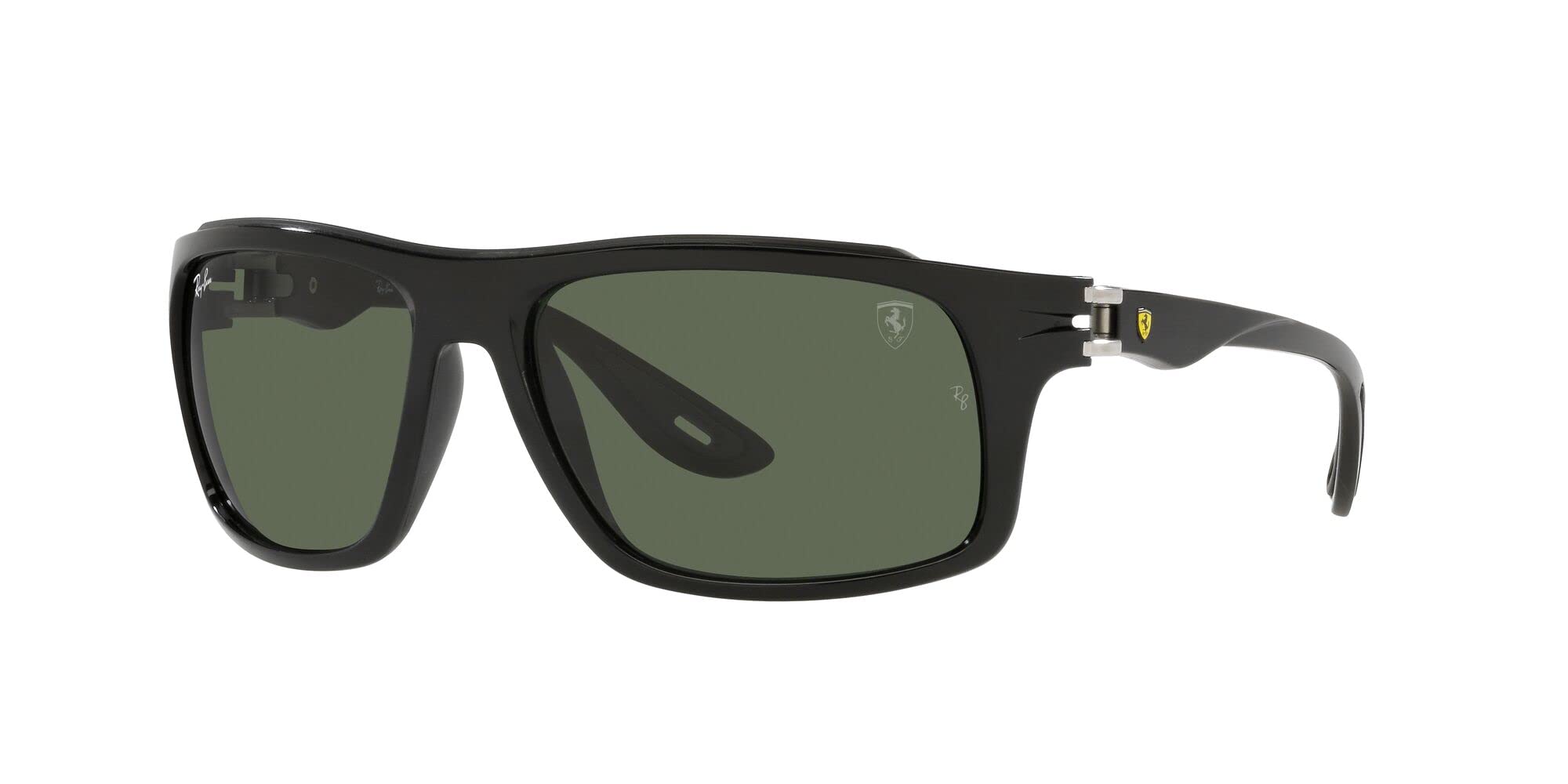 Ray-Ban RB4364M Scuderia Ferrari Collection Aviator Sunglasses, Black/Dark Green, 61 mm