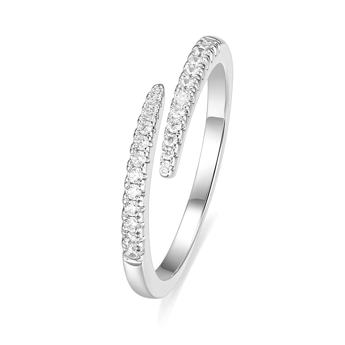 EAMTI 2mm Wedding Bands for Women Open Stackable CZ Cubic Zirconia Engagement Rings Dainty Eternity Band Rings Size 7