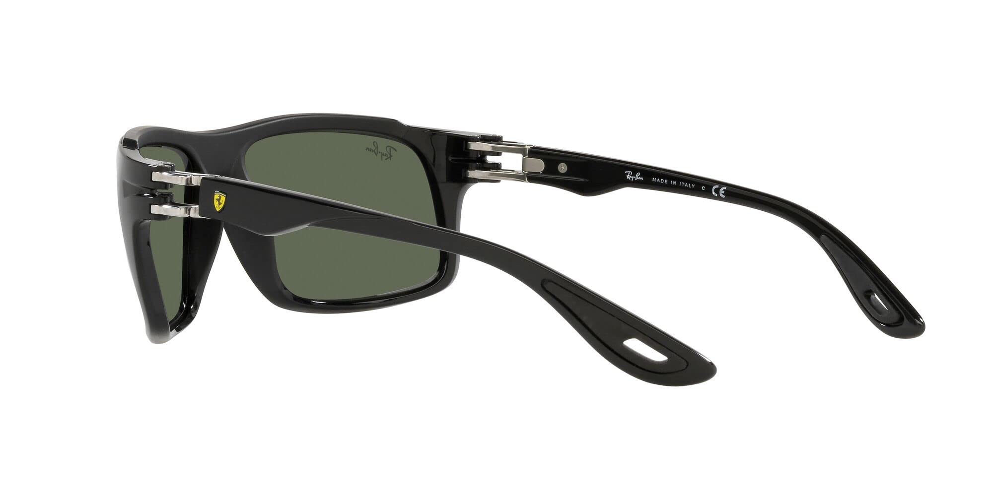 Ray-Ban RB4364M Scuderia Ferrari Collection Aviator Sunglasses, Black/Dark Green, 61 mm