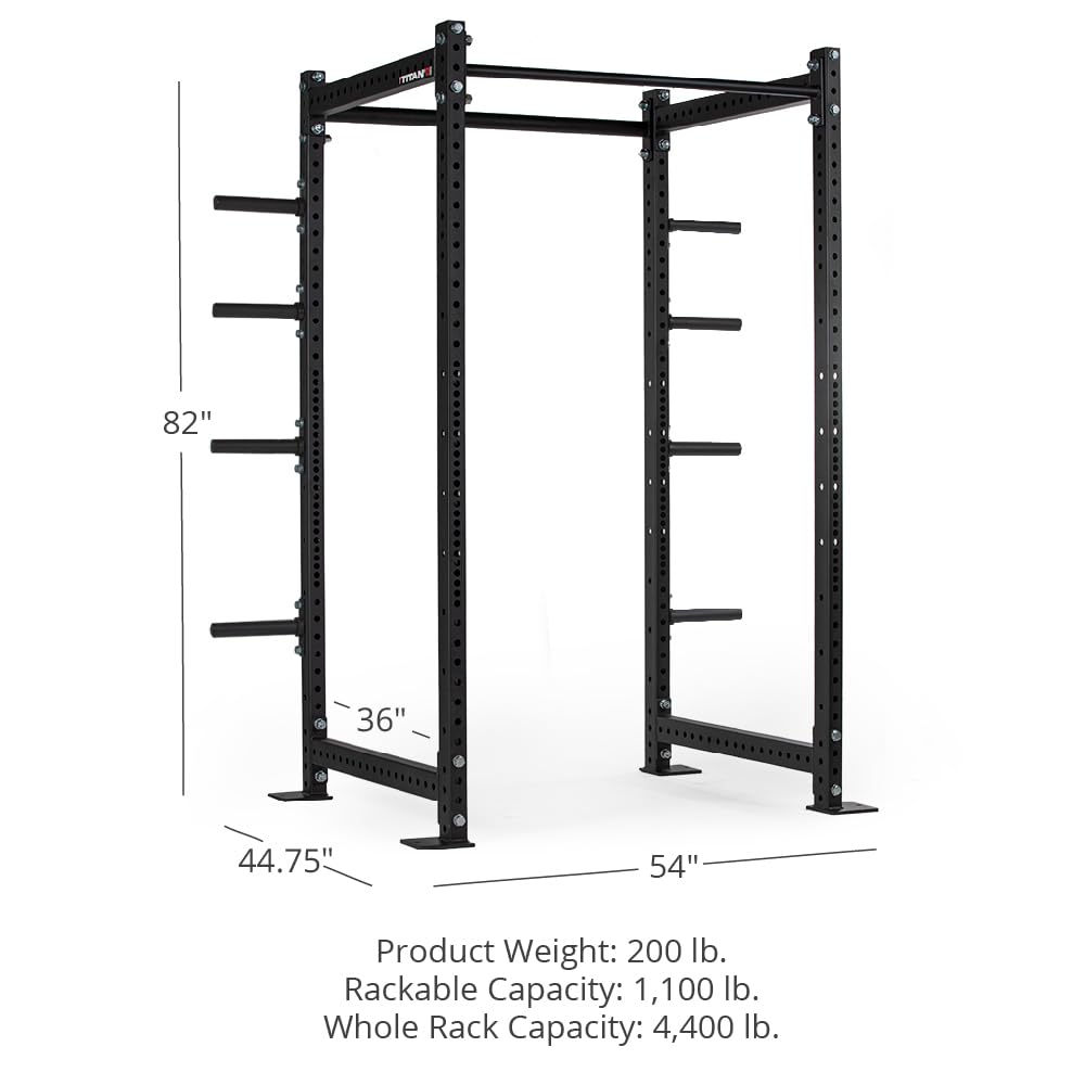 Titan Fitness T-3 Series Black Tall Power Rack, 36in Depth, Weight Plate Holders, 1,100 LB Capacity Cage for Weightlifting and Strength Training