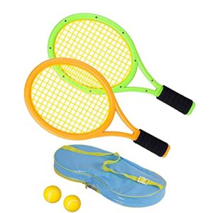 aidier tennis racket set for children,1pair plastic racquet with bag and 2 tennis ball for children tennis racquets gift set outdoor indoor sports tennis game for toddler children over 2 year