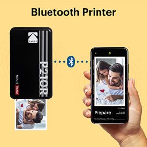 KODAK Mini 2 Retro 4PASS Portable Photo Printer (2.1x3.4 inches) Initial 8 Sheets + 60 Sheets + Gift Bundle, Black