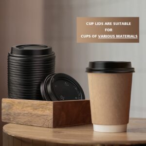 CZWESTC 100 Pcs Black Dome Lids for 12, 16, 20, 22 Oz Lids for Takeout Coffee Cups, Hot Cup Lid Disposable Paper Cup Lids 12-22 Ounce for Hot/Cold Beverage